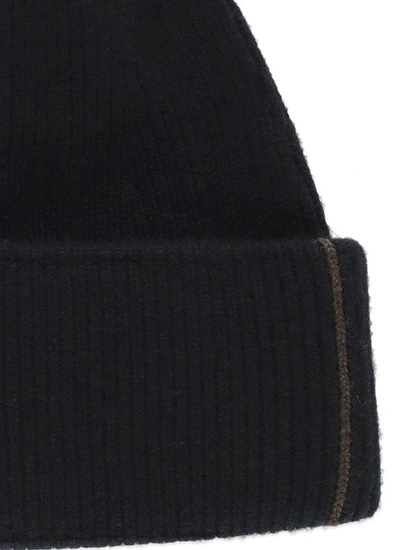 Shop Peserico Wool And Cashmere Beanie Cap In Black