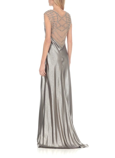 Shop Alberta Ferretti Gold Silk Dress In Grey