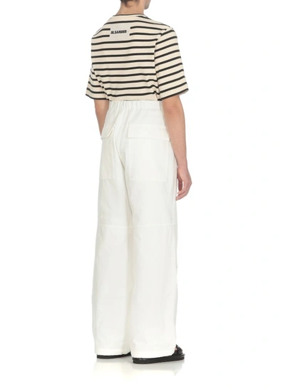 Shop Jil Sander Diagonal Cotton Trousers In White
