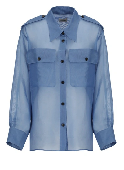 Shop Khaite Blue Silk Shirt