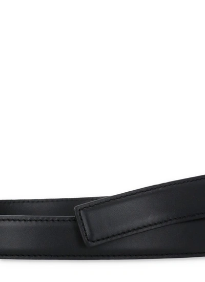 Shop Moschino Black Leather Belt In Burgundy