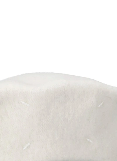 Shop Maison Margiela Ivory Wool Cap In White