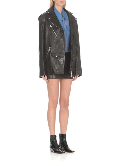 Shop Khaite Leather Miniskirt In Black