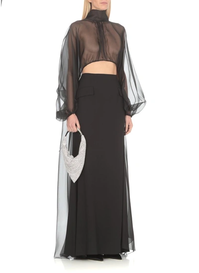 Shop Alberta Ferretti Black Silk Dress