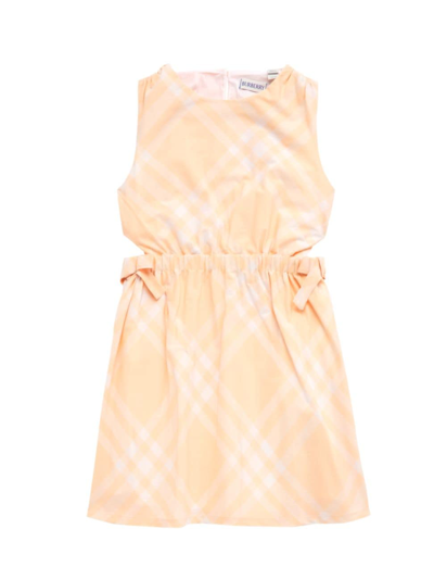 Shop Burberry Little Girl's & Girl's Check Print Sleeveless Dress In Pastel Peach Check