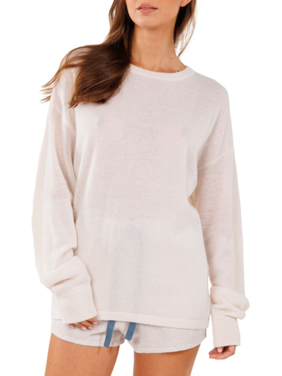 Shop Crush Women's Santo Sporty Cashmere Sweater In Organic White