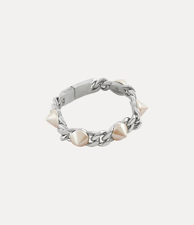 Shop Vivienne Westwood Elettra Bracelet In Platinum-black-patina-creamrose-pearl