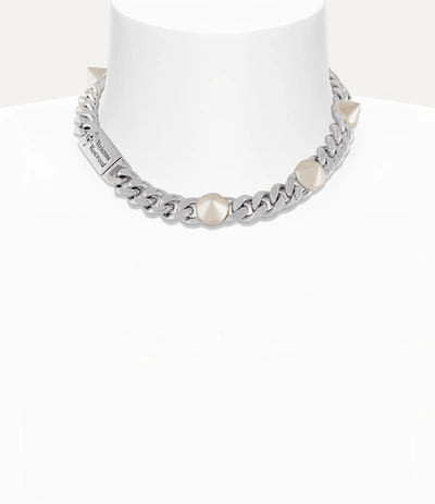 Shop Vivienne Westwood Elettra Choker In Platinum-black-patina-creamrose-pearl
