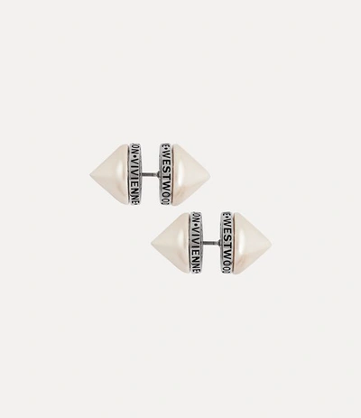 Shop Vivienne Westwood Elettra Earrings In Platinum-black-patina-creamrose-pearl