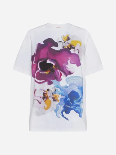 Shop Stine Goya Sgmargila Print Cotton T-shirt In White,multicolor