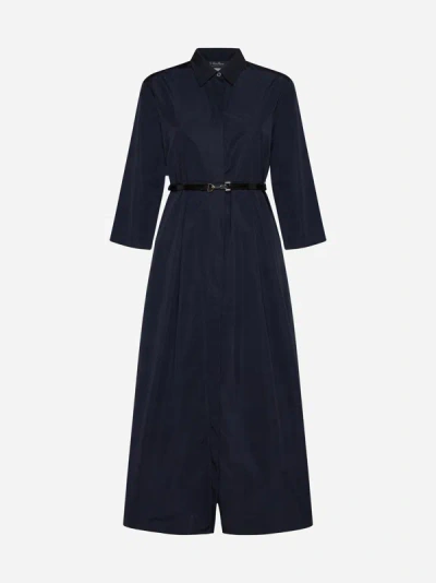 Shop Max Mara S Emilia Cotton-blend Shirt Dress In Navy Blue