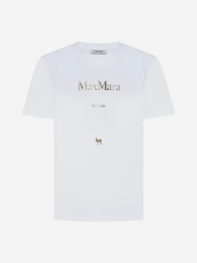 Shop Max Mara S Quieto Logo Cotton T-shirt In White