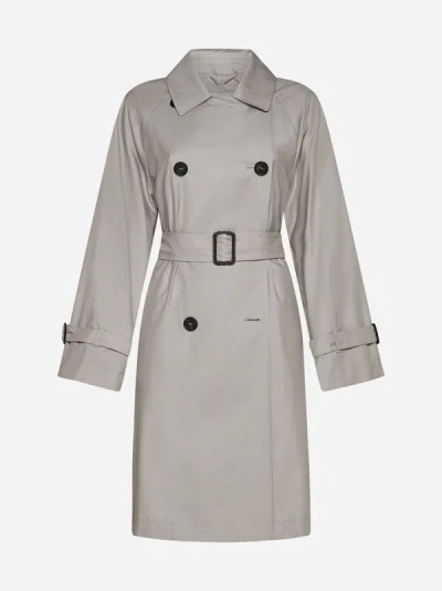 Shop Max Mara The Cube Cotton-blend Double-breasted Trench Coat In Ecru