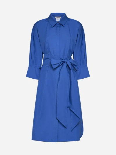 Shop Max Mara S Tabata Cotton Shirt Dress In Bluette