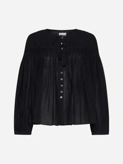 Shop Marant Etoile Abadi Cotton And Viscose Shirt In Black