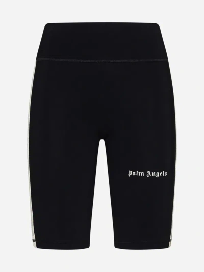 Shop Palm Angels Training Track Jersey Shorts In Black,off White