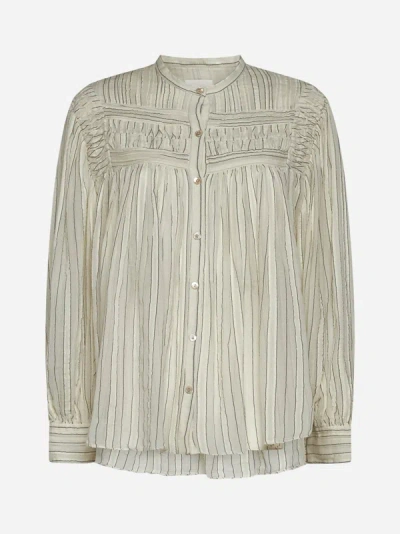 Shop Marant Etoile Plaila Pinstriped Cotton Shirt In Ecru