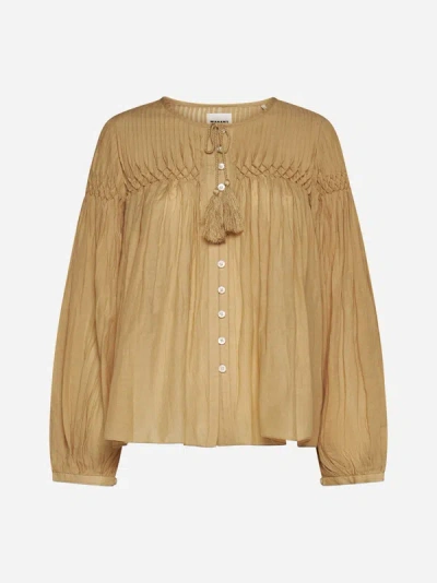 Shop Marant Etoile Abadi Cotton And Viscose Shirt In Sahara