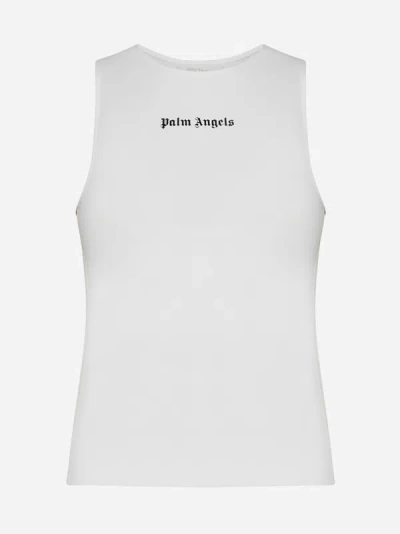 Shop Palm Angels Training Track Jersey Tank Top In Off White,black