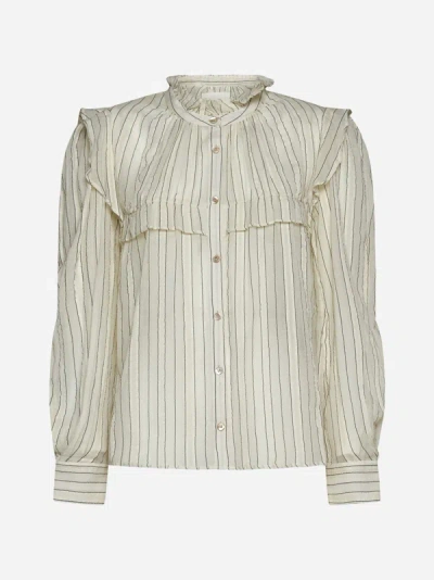 Shop Marant Etoile Idety Pinstriped Cotton Shirt In Ecru