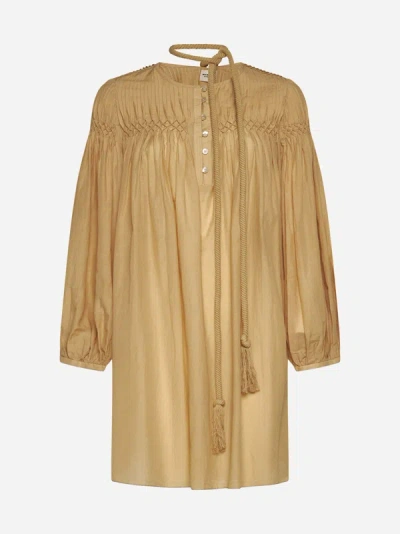 Shop Marant Etoile Adeliani Cotton And Viscose Mini Dress In Sahara