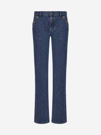 Shop Filippa K Straight Leg Jeans In Washed Mid Blue