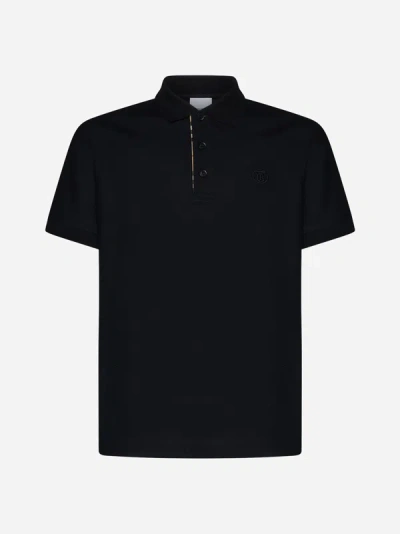 Shop Burberry Eddie Cotton Polo Shirt In Black