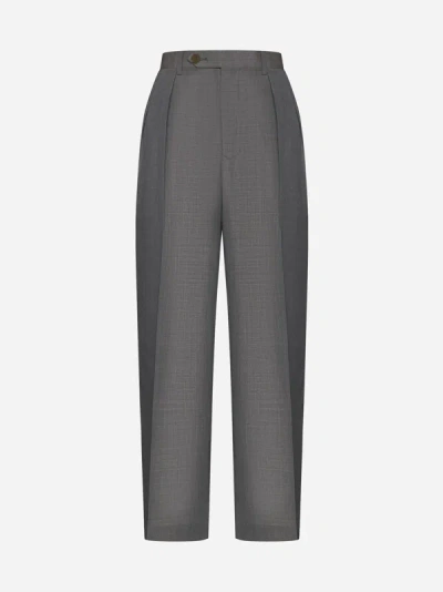 Shop Auralee Wool And Mohair Trousers In Grey