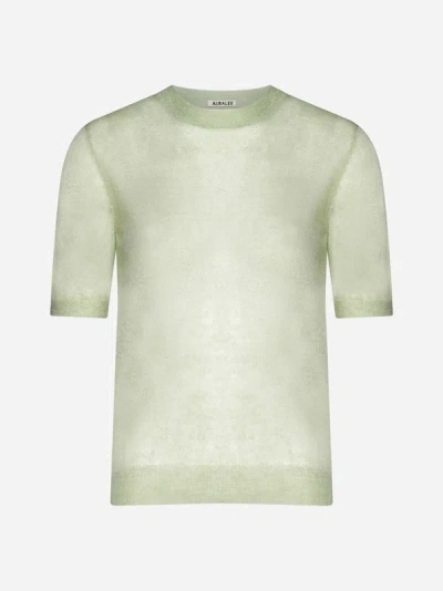 Shop Auralee Mohair-blend Sweater In Light Green