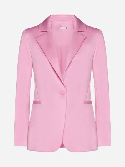 Shop Alice And Olivia Macey Viscose-blend Single-breasted Blazer In Cherry Blossom