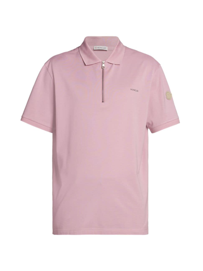 Shop Moncler Men's Cotton Polo Shirt In Dawn Pink