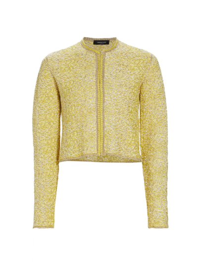 Shop Fabiana Filippi Women's Tweed Effect Fitted Cardigan In Bianco Sole Oro