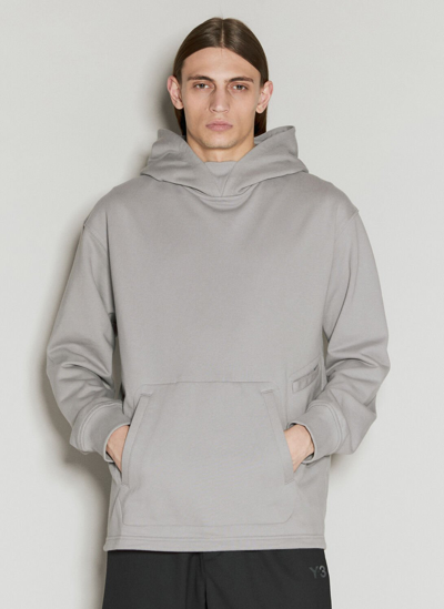 Shop Y-3 Logo Applique Hooded Sweatshirt In Grey