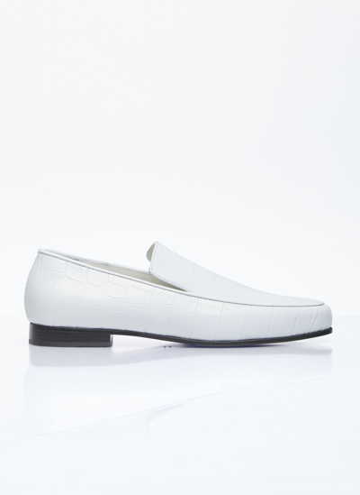 Shop Totême Croco Oval Loafers In White