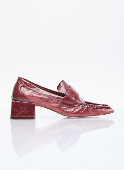 Shop Miista Serena Heel Loafers In Burgundy