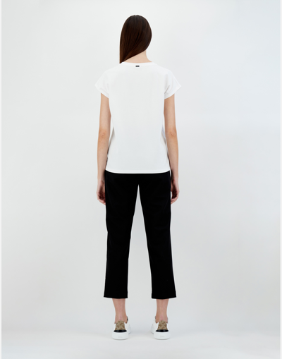 Herno White Interlock Jersey Logo T-shirt In White/brown