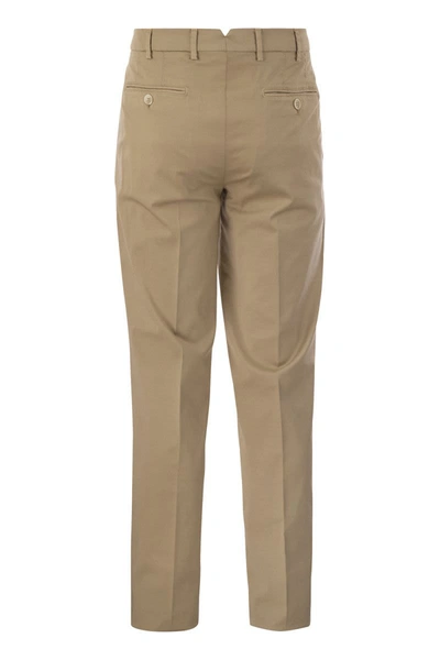 Shop Brunello Cucinelli Italian Fit Cotton Gabardine Trousers In Beige