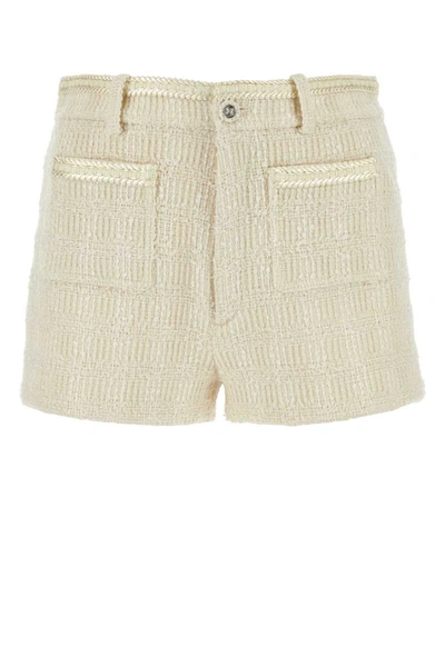 Gucci Ivory Tweed Shorts In White