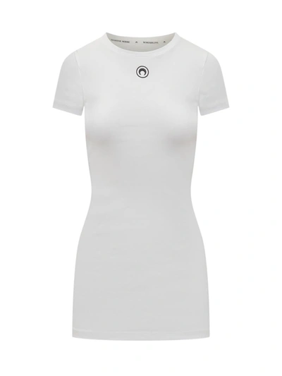 Shop Marine Serre 1x1 Rib T-shirt Dress In White