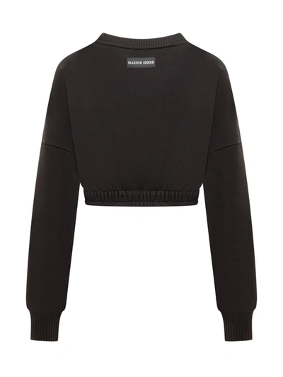 Shop Marine Serre Fleece Crop Sweater In Black