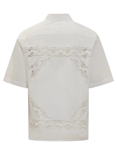 Shop Marine Serre Linen Bowling Shirt In White