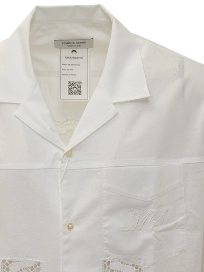 Shop Marine Serre Linen Bowling Shirt In White