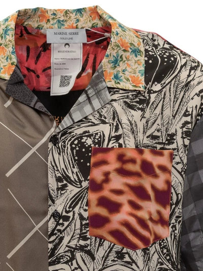 Marine Serre One-of-a-kind Regenerated Silk S/s Shirt In Multicolor