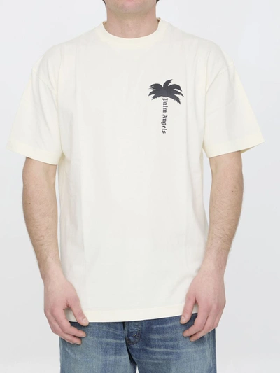 Shop Palm Angels The Palm T-shirt In Cream