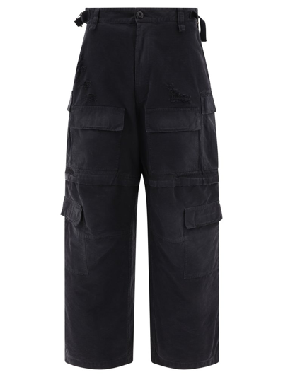 Shop Balenciaga Large Cargo Trousers In Black
