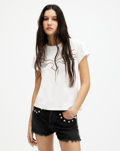 Shop Allsaints Randal Anna Western Embroidered T-shirt In White