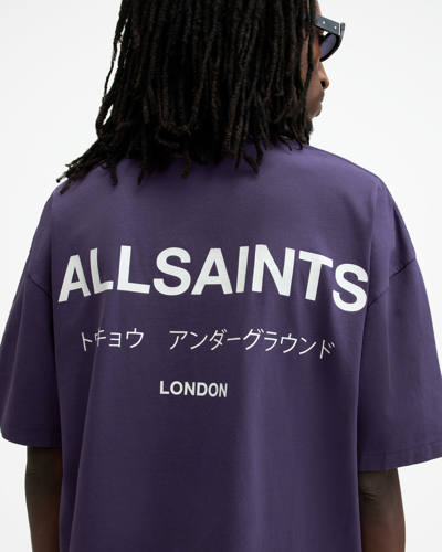 Shop Allsaints Underground Oversized Crew Neck T-shirt In Lapis Purple