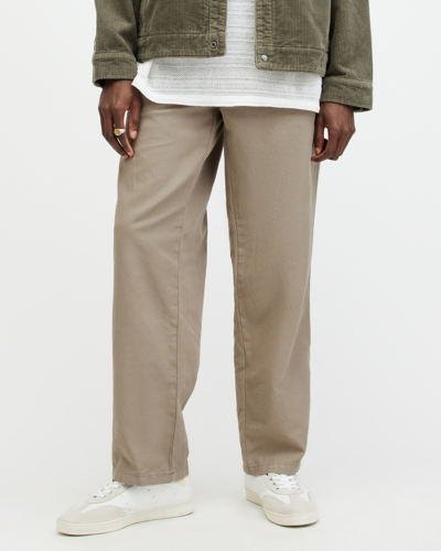 Shop Allsaints Hanbury Linen Blend Relaxed Fit Trousers In Beige