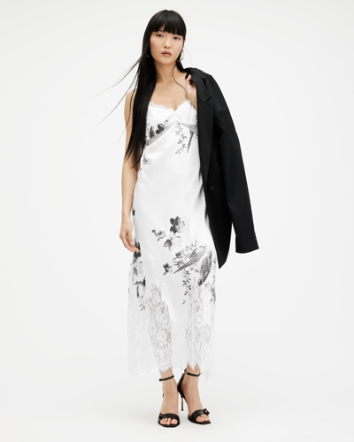 Shop Allsaints Evangelia Iona Slim Fit Midi Slip Dress In Off White