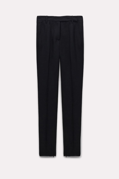 Shop Dorothee Schumacher Slim Fit Linen Blend Pants With Pintucks In Black